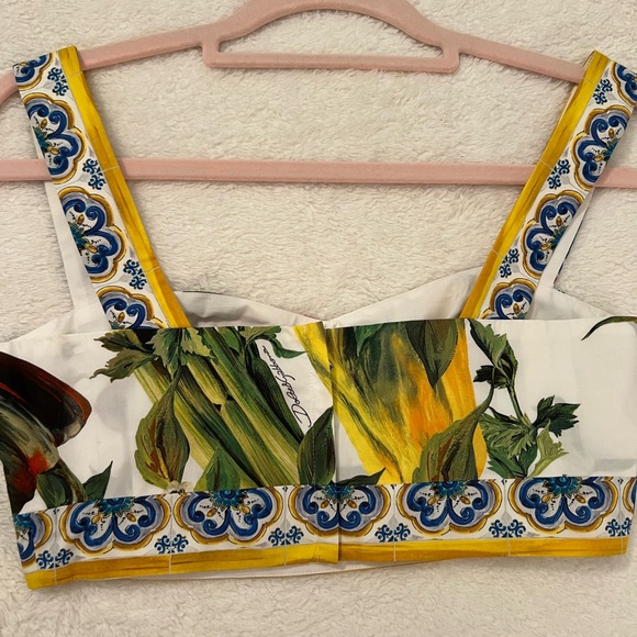 Dolce & Gabbana Multicolor Majolica Print crop top bustier. Size 38 - Picture 2 of 3